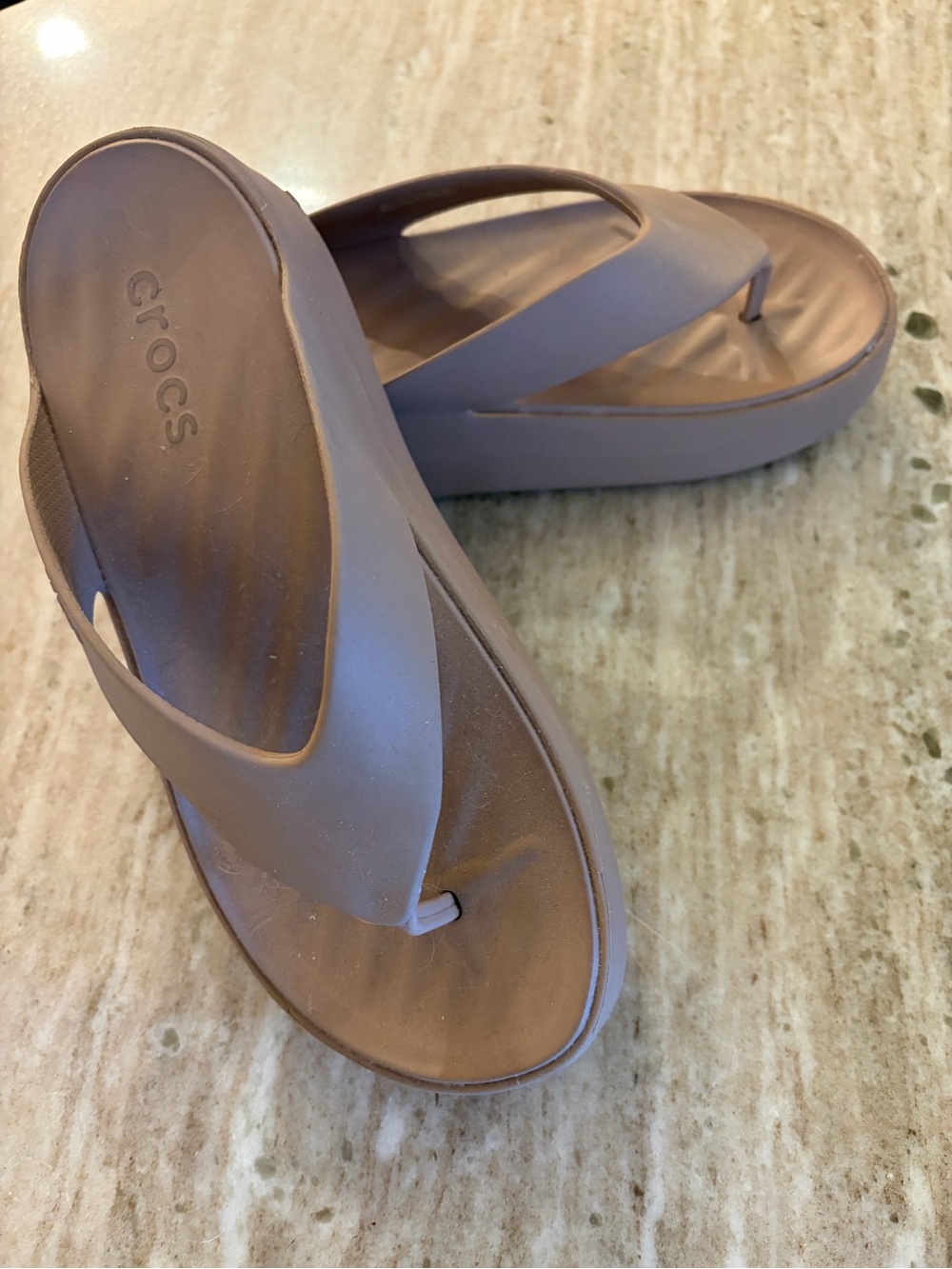 CROCS Women's Chocolate Brown Platform Thong Sandals